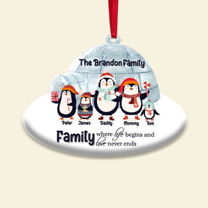 Penguins Family, Where Life Begins And Love Never Ends, Personalized Ornament, Christmas Gift For Family - Ornament - GoDuckee