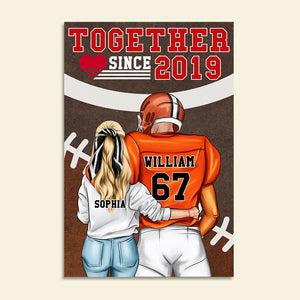 American Football Couple Together Since - Personalized Wall Art - Gift for Players - Couple Shoulder to Shoulder - Poster & Canvas - GoDuckee