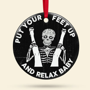 Put Your Feet Up Baby Ceramic Ornament, Christmas Gift For Couple - Ornament - GoDuckee