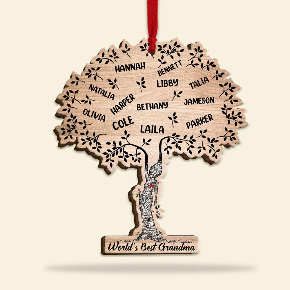 Mother and Grandmother Tree, Personalized Wood Ornament - Ornament - GoDuckee
