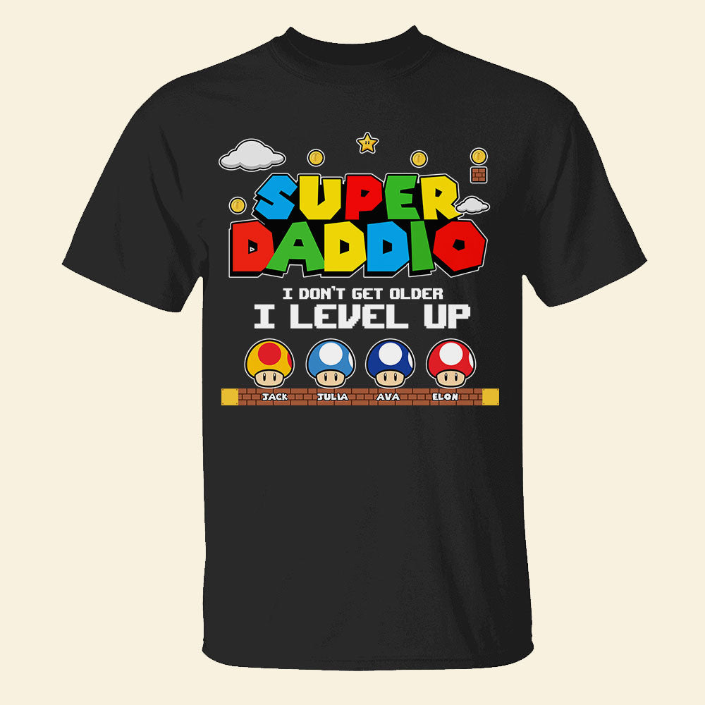 Dad Super Dad I Level Up, Personalized Shirts, Gifts for Dad, Mom, Grandma, Grandpa - Shirts - GoDuckee