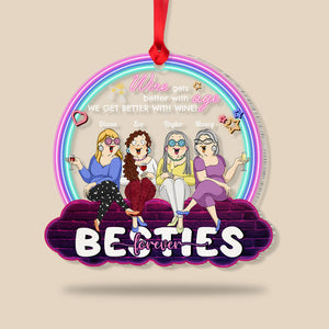 We Get Better With Wine, Personalized Friends & Besties Acrylic Custom Shape Ornament, Christmas Gift - Ornament - GoDuckee