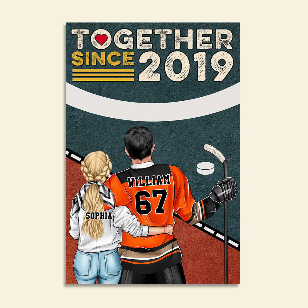 Personalized Hockey Couple Poster - Together Since - Couple Shoulder to Shoulder - Poster & Canvas - GoDuckee