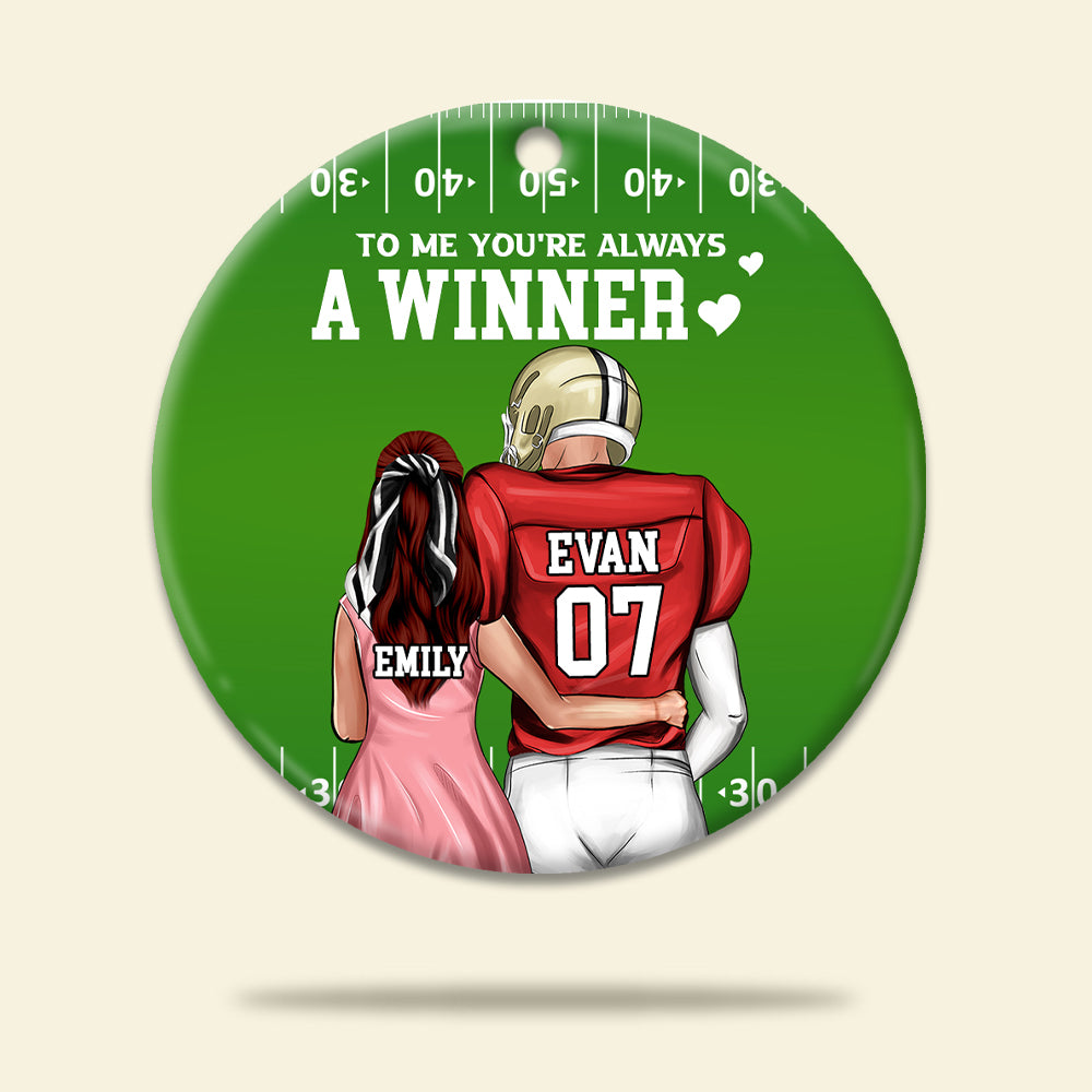 American Football Couple To Me You're Always A Winner - Personalized Ornament - Gift for Couple - Couple Shoulder to Shoulder - Ornament - GoDuckee