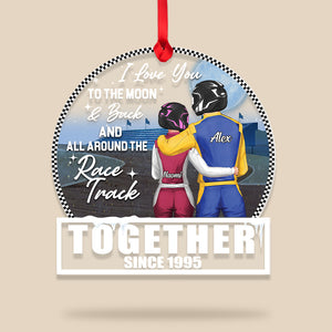 Racing Couple I Love You To The Moon & Back, Acrylic Transparent Ornament - Ornament - GoDuckee