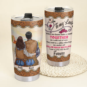 Personalized Couple Tumbler Cup - For Cowboy and Cowgirl - I Want To Love You Like That Forever - Couple Shoulder to Shoulder - Tumbler Cup - GoDuckee