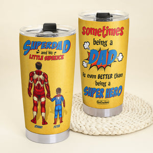 Super Dad and Little Sidekick, Personalized Tumbler, Father's Day Gifts for Dad, Grandpa, Uncle - Tumbler Cup - GoDuckee