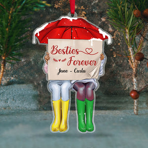 Besties Forever Personalized Acrylic Ornament, Gift For Friends, Bestie Sitting Together - Ornament - GoDuckee