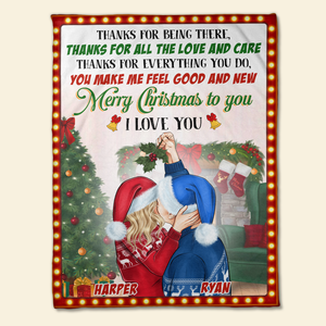 You Make Me Feel Good And New Merry Christmas To You I Love You, Couple Christmas Blanket - Blanket - GoDuckee