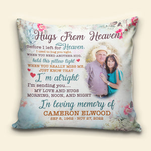 I'm Sending You My Love And Hugs Morning Noon And Night, Heaven Couple Pillow - Pillow - GoDuckee