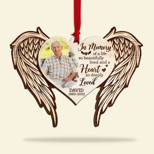 In Memory Of A Life So Beautifully Lived, Personalized Wood Ornament - Ornament - GoDuckee