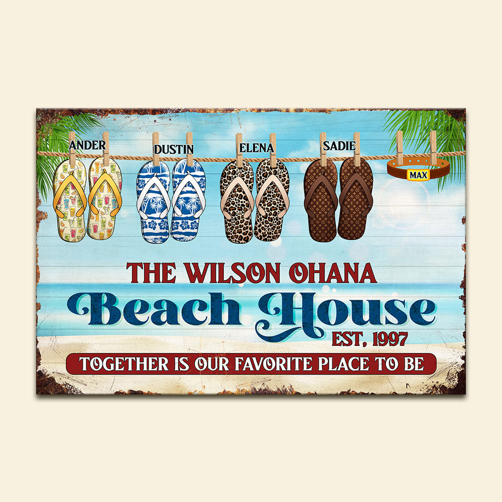 Family Beach House - Personalized Metal Sign - Metal Wall Art - GoDuckee