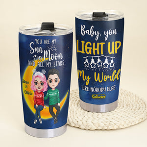 You Are My Sun My Moon And All My Stars , Couple Moon Lover Personalized Tumbler - Tumbler Cup - GoDuckee