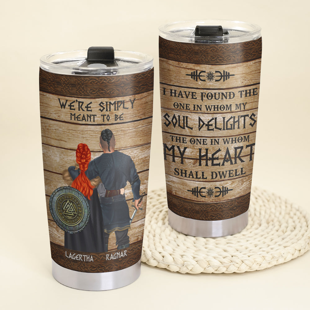 Personalized Couple Viking Tumbler Cup We're Simply Meant To Be - Couple Shoulder to Shoulder - Tumbler Cup - GoDuckee