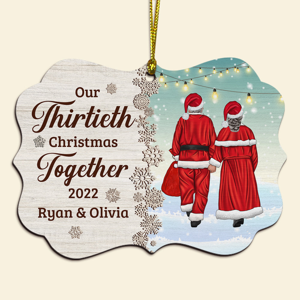 Our Thirtieth Christmas Together Gift Old Couple, Old Couple Christmas Medallion Wood Ornament - Ornament - GoDuckee