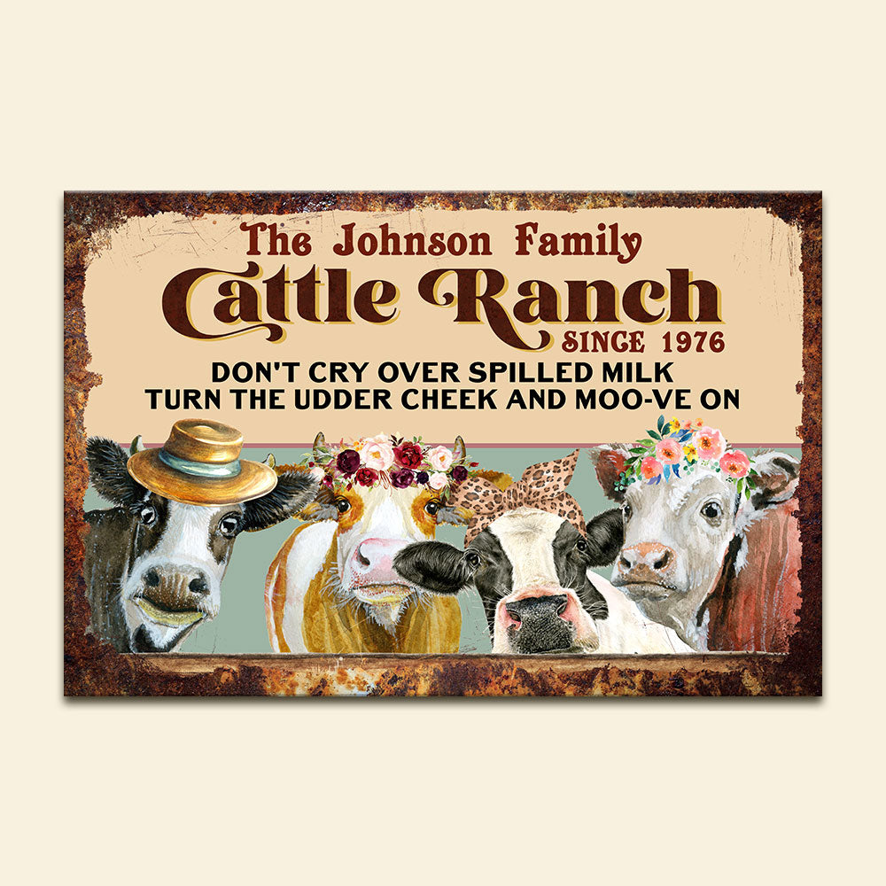 Cattle Ranch - Personalized Metal Sign - Metal Wall Art - GoDuckee