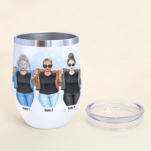 Personalized Cool & Badass Women Wine Tumbler - Be Friends Until We're Old And Senile - Jean Sisters - Wine Tumbler - GoDuckee