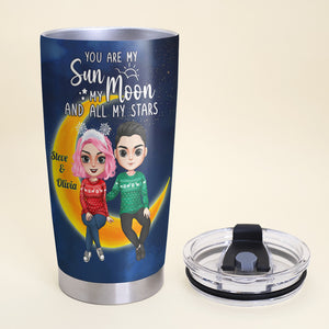 You Are My Sun My Moon And All My Stars , Couple Moon Lover Personalized Tumbler - Tumbler Cup - GoDuckee