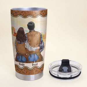 Personalized Couple Tumbler Cup - For Cowboy and Cowgirl - I Want To Love You Like That Forever - Couple Shoulder to Shoulder - Tumbler Cup - GoDuckee