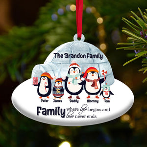 Penguins Family, Where Life Begins And Love Never Ends, Personalized Ornament, Christmas Gift For Family - Ornament - GoDuckee