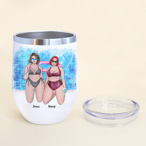 We Don't Skinny Dip We Chunky Drunk, Chubby Bestfriend Bikini Beach Wine Tumbler - Wine Tumbler - GoDuckee