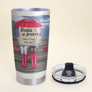 Personalized Bestie Tumbler Cup - Life Is Full of Storms - Friend Sitting Together - Tumbler Cup - GoDuckee