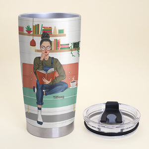 Personalized Book Girl Tumbler Cup I Was Born With A Reading List - Book Lover - Tumbler Cup - GoDuckee
