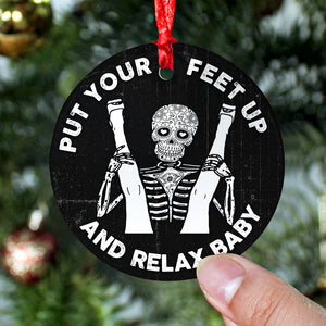 Put Your Feet Up Baby Ceramic Ornament, Christmas Gift For Couple - Ornament - GoDuckee