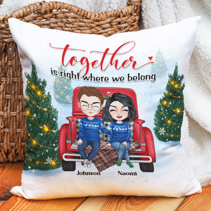 Together Is Right Where We Belong, Sweet Couple And Car Pillow - Pillow - GoDuckee