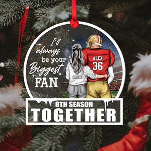 Football Couple I Will Always Be Your Biggest Fan Medallion Acrylic Ornament - Ornament - GoDuckee