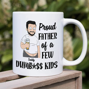 Proud Father Of A Few Kids, Personalized White Mug, Father's Day Gift For Dad, Grandpa, Uncle - Coffee Mug - GoDuckee