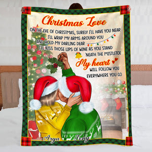 My Heart Will Follow You Everywhere You Go, Couple Christmas Blanket - Blanket - GoDuckee