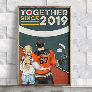 Personalized Hockey Couple Poster - Together Since - Couple Shoulder to Shoulder - Poster & Canvas - GoDuckee