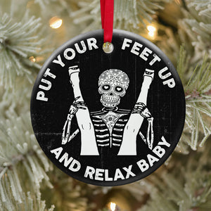 Put Your Feet Up Baby Ceramic Ornament, Christmas Gift For Couple - Ornament - GoDuckee