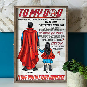 To My Hero Dad, Love You In Every Universe, Personalized Canvas Print, Gifts for Dads - Poster & Canvas - GoDuckee