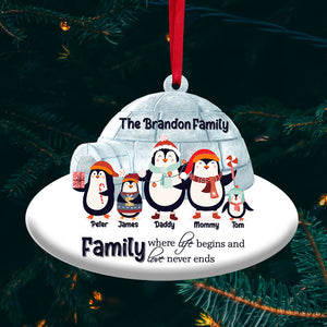 Penguins Family, Where Life Begins And Love Never Ends, Personalized Ornament, Christmas Gift For Family - Ornament - GoDuckee