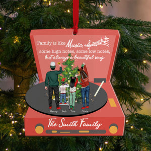 Family Is Like Music Some High Notes Some Low Notes But Always A Beautiful Song, Personalized Wood Ornament Christmas Gift For Family - Ornament - GoDuckee