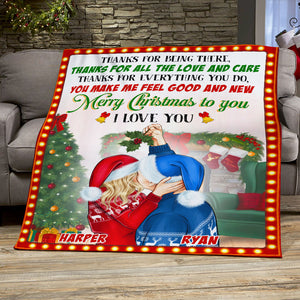 You Make Me Feel Good And New Merry Christmas To You I Love You, Couple Christmas Blanket - Blanket - GoDuckee