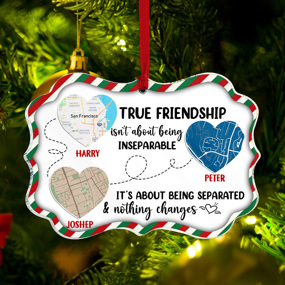 Friends With A Distance It's About Separated And Nothing Changes, Medallion Acrylic Ornament, Christmas Gift For Besties - Ornament - GoDuckee