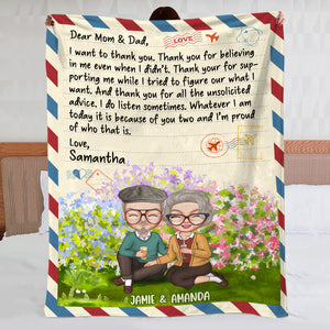 I Want To Thank You, Thank You For Believing In Me Even When I Didn't, Dad & Mom Blanket Gift - Blanket - GoDuckee