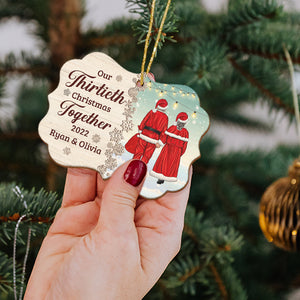 Our Thirtieth Christmas Together Gift Old Couple, Old Couple Christmas Medallion Wood Ornament - Ornament - GoDuckee