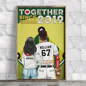 Personalized Baseball Couple Poster - Together Since - Couple Shoulder to Shoulder - Poster & Canvas - GoDuckee