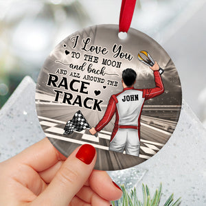 Racing I Love You To The Moon and Back and All Around The Race Track - Personalized Ornament - Ornament - GoDuckee