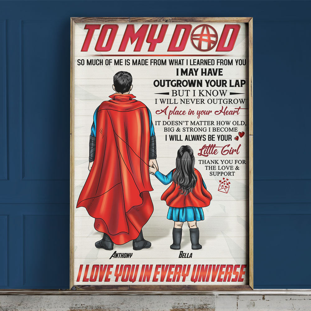 To My Hero Dad, Love You In Every Universe, Personalized Canvas Print, Gifts for Dads - Poster & Canvas - GoDuckee