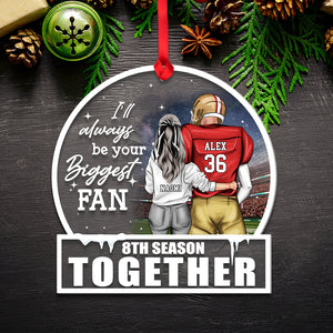 Football Couple I Will Always Be Your Biggest Fan Medallion Acrylic Ornament - Ornament - GoDuckee