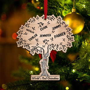 Mother and Grandmother Tree, Personalized Wood Ornament - Ornament - GoDuckee