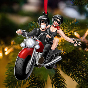 I Lead The Way Because I Know You Always Have My Back, Young Couple Motorcycle Forever Acrylic Shape Ornament - Ornament - GoDuckee