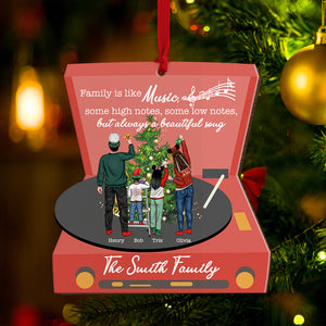 Family Is Like Music Some High Notes Some Low Notes But Always A Beautiful Song, Personalized Wood Ornament Christmas Gift For Family - Ornament - GoDuckee