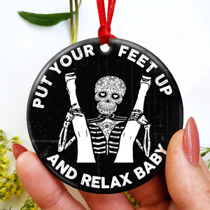 Put Your Feet Up Baby Ceramic Ornament, Christmas Gift For Couple - Ornament - GoDuckee