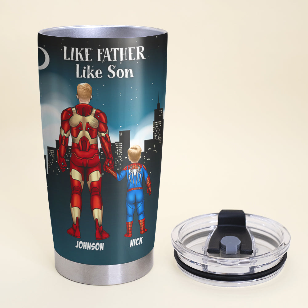 Like Super Father Like Super Son, Personalized Tumbler, Father's Day Gifts for Dads - Tumbler Cup - GoDuckee